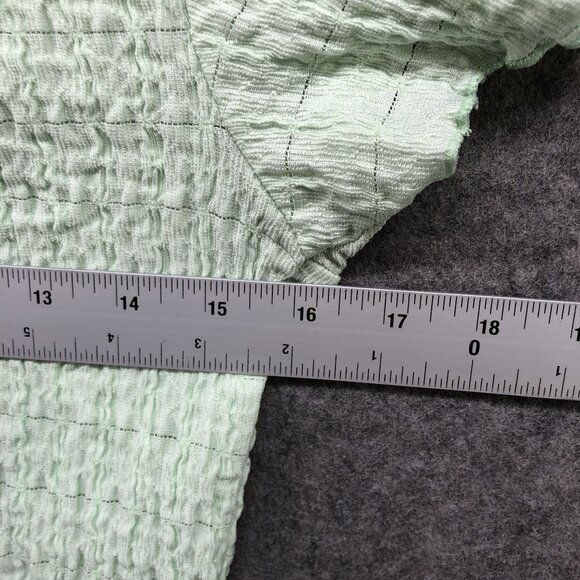 Urban Outfitters Crinkle Cropped Shirt Womens S Green Collared Short Sleeve - Picture 7 of 10